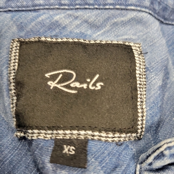 Rails camo tencel denim chambray long sleeve button down shirt xs - Picture 3 of 6